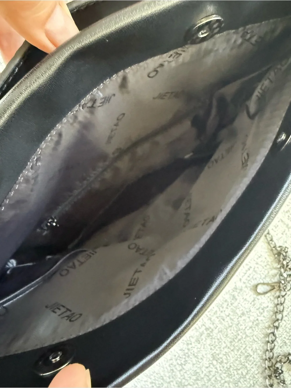 Elegant Black Foldover Chain-Strap Clutch